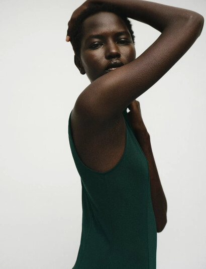 Mango Godet Dress With A Perkins Collar - Green - S Mango Godet Dress With A Perkins Collar - Green - S