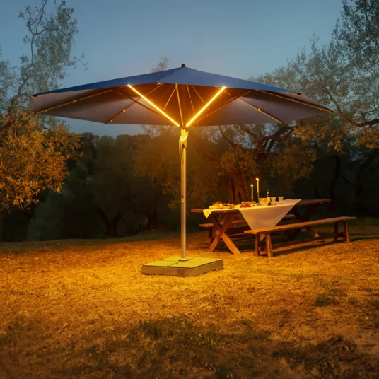 Glatz Fortello LED 400 cm parasoll alu Cat.5 556 Alabaster