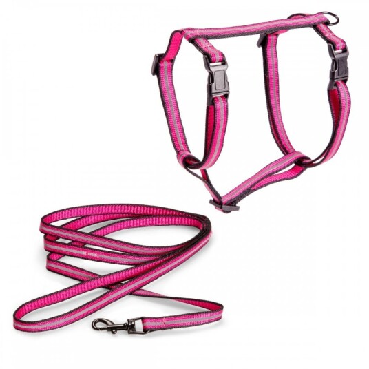 Basic Cat Reflective Kattesele + Kobbel Gul (Rosa)