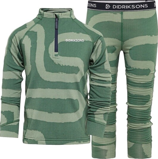 Didriksons - Superundertøy Jadis Printed Kids' Set - Grønn