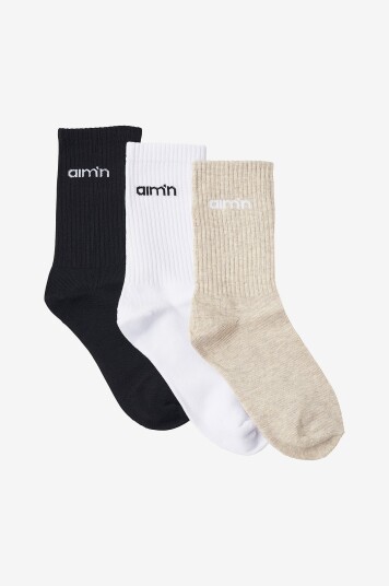 Aim'n Sokker Aim'n Logo Socks 3 pakning Beige Aim'n Sokker Aim'n Logo Socks 3 pakning Beige