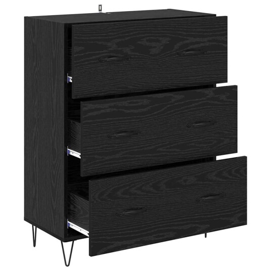 Serviesskap Svart Eik 69,5 x 34 x 90 cm Ingeniørtre og jern