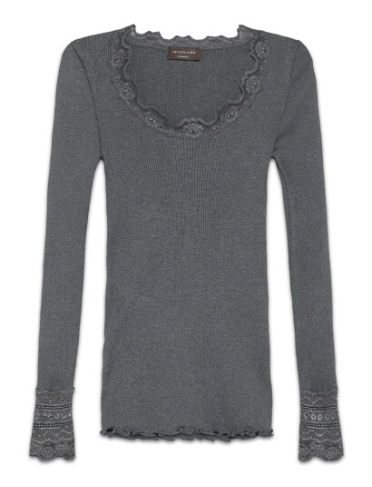 Rosemunde Silk T-Shirt W/ Lace - Grey - XS
