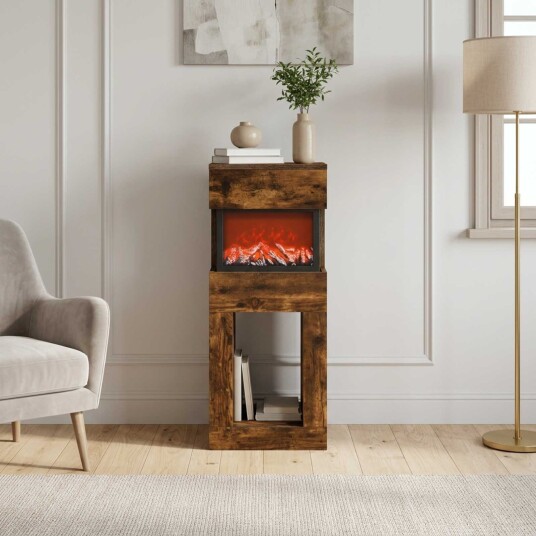 vidaXL Elektrisk peis Røkt Eik 35 x 30 x 86 cm Konstruert tre
