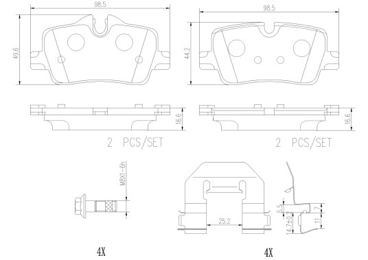 Bremseklosser BREMBO P06113NX Bremseklosser BREMBO P06113NX