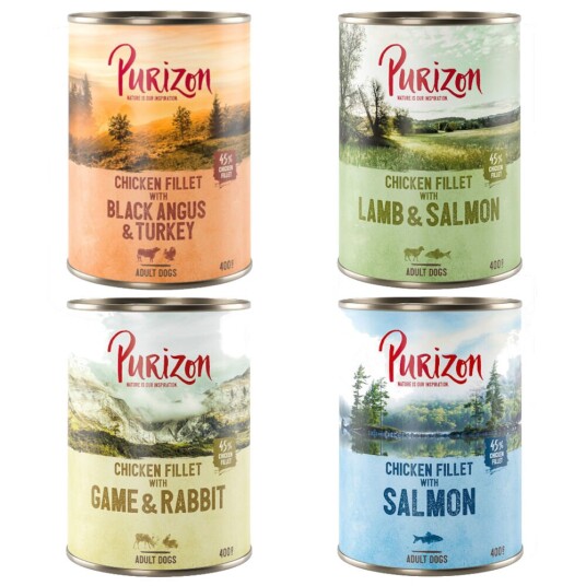 Purizon Adult 12 X 400 G Kornfri Blandet (2 X Black-Angus 2 X Lam 1 X Laks 1 X Vilt)