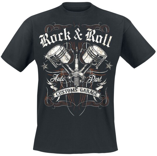 RnR Custom Garage Rockabilly T-skjorte S til XXL Herrer svart
