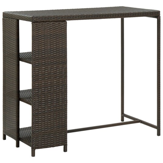 vidaXL Barbord med oppbevaringsstativ brun 120x60x110 cm polyrotting vidaXL Barbord med oppbevaringsstativ brun 120x60x110 cm polyrotting