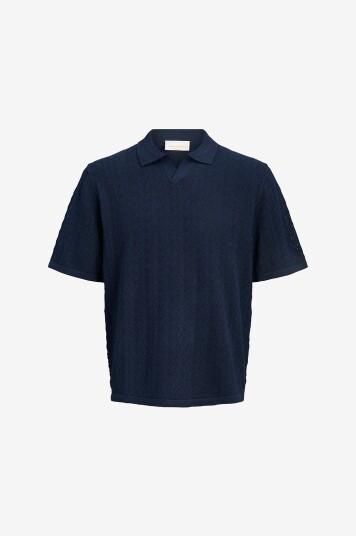 Jack & Jones Junior   Pologenser jorTyler Knit SS Split Neck Polo SN   Blå