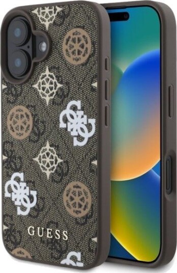 GUESS 4G Printed Stripes MagSafe iPhone 16 Case - Brown