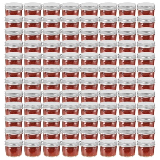  Syltetøyglass med sølve lokk 96 stk 110 ml