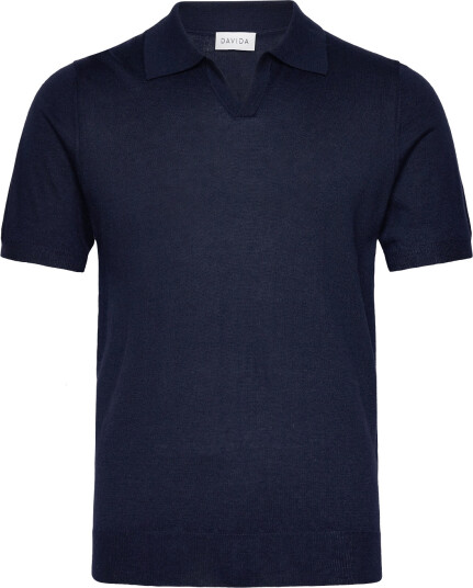 Davida Cashmere | Man Fine Knit Open Collar T Shirt | XL Davida Cashmere | Man Fine Knit Open Collar T Shirt | XL