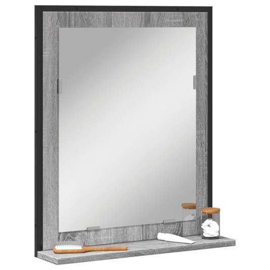 Baderomsspeil med hylle grå sonoma 50x12x60 cm konstruert tre Baderomsspeil med hylle grå sonoma 50x12x60 cm konstruert tre
