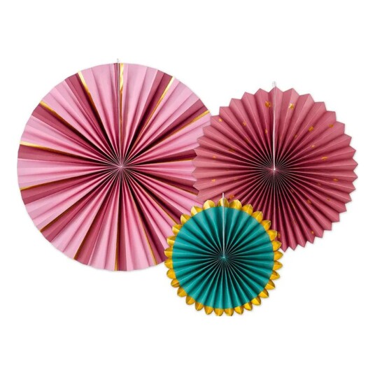 PartyDeco Papirvifter Rosa/Grønn - 3-pakning PartyDeco Papirvifter Rosa/Grønn - 3-pakning