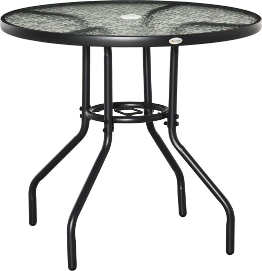 Sort Bistrobord Ø80 cm med Paraplyhull