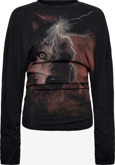 Weekday Printed Pleated Longsleeve   BLACK PRINT   XS
