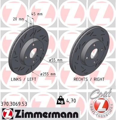 Bremseskive ZIMMERMANN 370.3069.53 Bremseskive ZIMMERMANN 370.3069.53