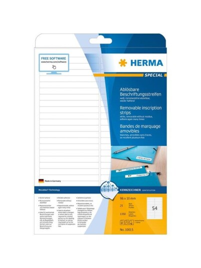 HERMA Removable inscription strips A4 96 x 10 mm white Movables® technology