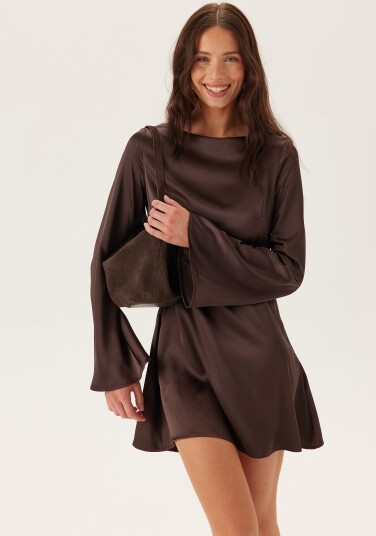 Bubbleroom Satin Trumpet Sleeve Short Dress