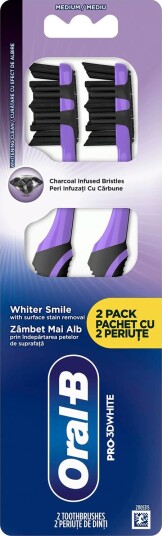 Whitening Tannbørster 2 stk. ORAL-B 3D White Charcoal Medium