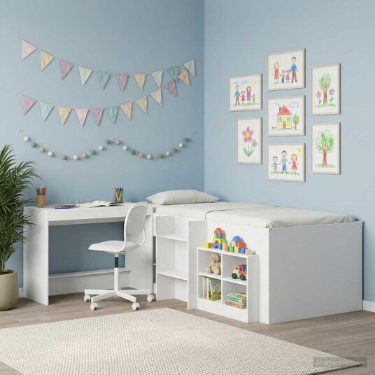 vidaXL Seng Schreirbord Hvit Konstruert tre 100 x 45 x 75 cm