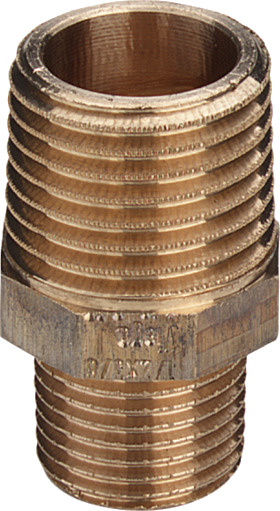 Gjenget overgangsnippel i gunmetall silikonbronse 2 3/8 x 2" Gjenget overgangsnippel i gunmetall silikonbronse 2 3/8 x 2"