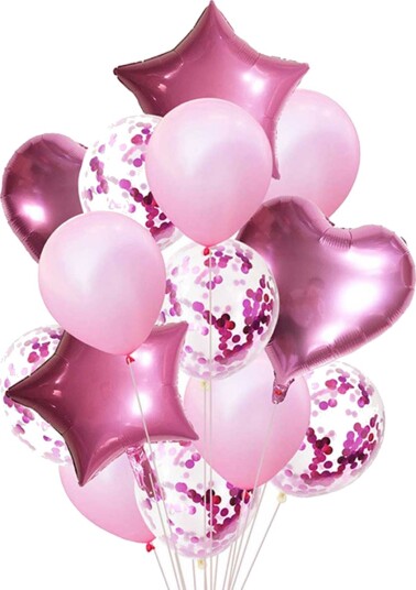 Pink Balloon Heart Star Foil Balloons Confettiballons