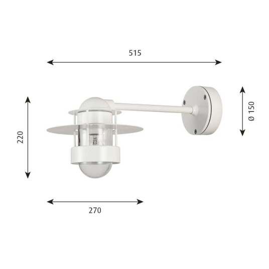 Louis Poulsen - Albertslund Vegglampe Hvit Lang E27 Louis Poulsen