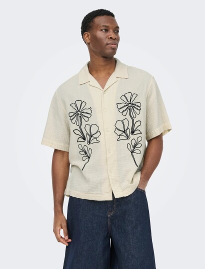 ONLY & SONS Onsjackson Rlx Ss 014 Shirt   Cream   XS