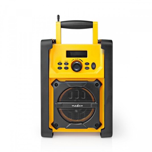 Nedis Jobsite Radio FM med Bluetooth og IPX5, Batteri/Nettstrøm, Gul/Svart Nedis Jobsite Radio FM med Bluetooth og IPX5, Batteri/Nettstrøm, Gul/Svart