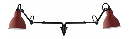 Lampe Gras N203 Vegglampe Double Matt Sort & Matt Rød