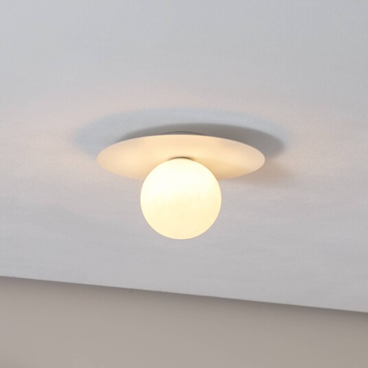 TK Lighting Pixie taklampe hvit glass Ø 25 cm kuppel G9