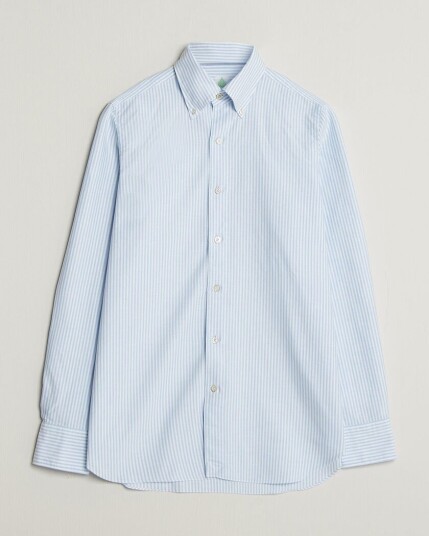 Finamore Napoli Gaeta Oxford Button Down Shirt Light Blue Stripe Finamore Napoli Gaeta Oxford Button Down Shirt Light Blue Stripe