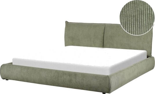 Dubbelsäng Beliani Vinay med lamellram Beige, 160x200 cm Green 180x200 - Dubbelsäng Beliani Vinay med lamellram Beige, 160x200 cm Green 180x200 -