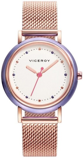 Viceroy Dameklokke 471156 09 Classic Hvit/Rose gulltonet stål Ø30 mm
