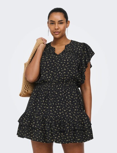 ONLY Carmakoma Caralberthe S/S V Neck Top Aop Black 48