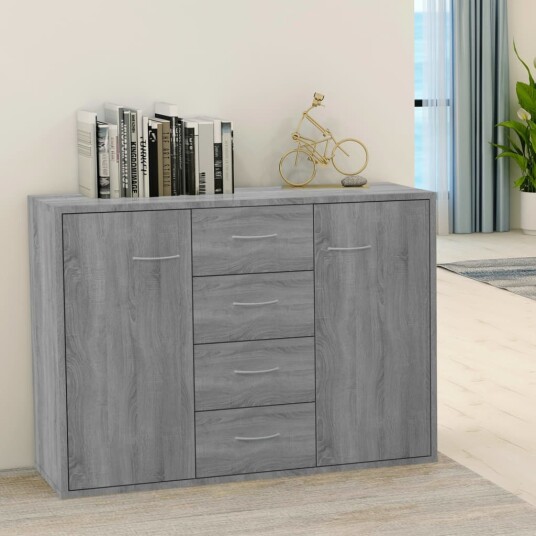 vidaXL Skjenk grå sonoma 88x30x65 cm konstruert tre vidaXL Skjenk grå sonoma 88x30x65 cm konstruert tre