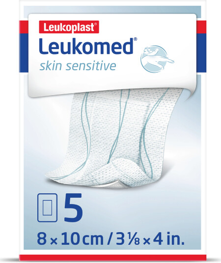 Leukoplast Leukomed Skin Sensitive Sårbandasje, 8x10cm, 5 stk.