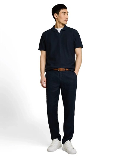 Tom Tailor Structured Resort Collar Polo - Navy - L