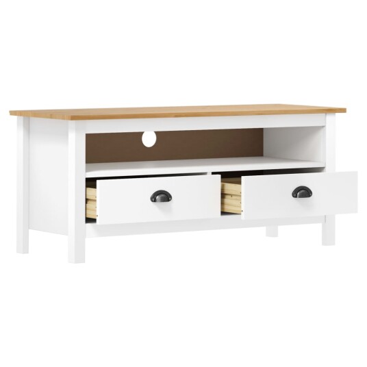 vidaXL TV-benk Hill hvit 110x40x47 cm heltre furu vidaXL TV-benk Hill hvit 110x40x47 cm heltre furu