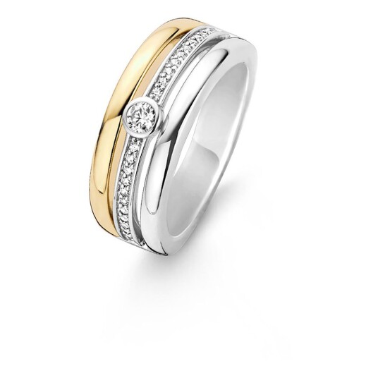 Ti Sento, Ring i forgylt 925 sølv med zirkonia