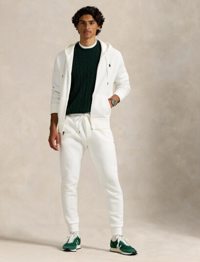Polo Ralph Lauren Double Knit Full Zip Hoodie   White   XS