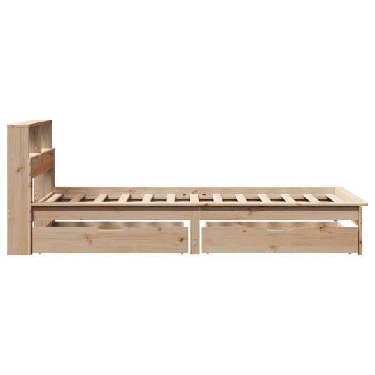 Seng med bokhylle uten madrass 90x200 cm heltre furu 8721158409935