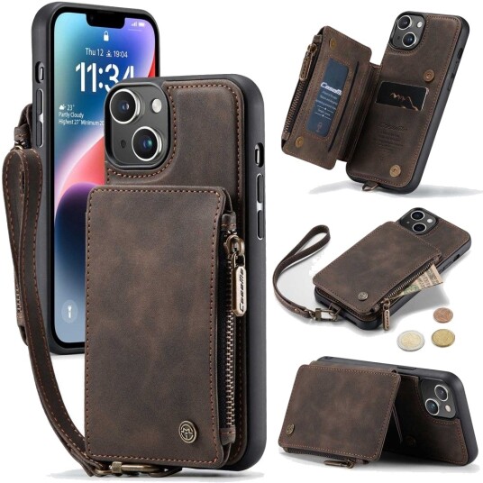 CaseMe Back Case Wallet (iPhone 14 Plus) Brun
