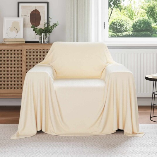 vidaXL Kastepledd 6 pcs Krem 210 x 140 cm Fleece