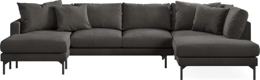 Menard 4 seters Høyrevendt Stor U formet Dyp Sofa med Divan og Sjeselong i Manchester Mørk grå