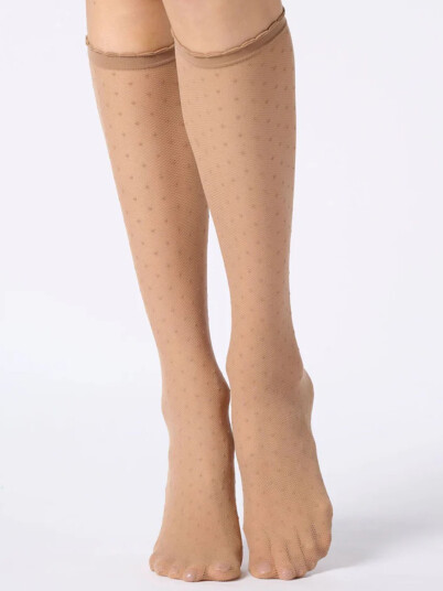 Oroblu Plumetis Knee High Beige ONE SIZE
