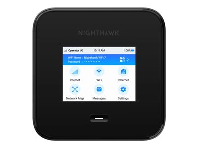 Netgear Nighthawk MR7450 5G Wi-Fi 7 Mobilbredbåndsruter med Gigabit Ethernet - Sort Netgear Nighthawk MR7450 5G Wi-Fi 7 Mobilbredbåndsruter med Gigabit Ethernet - Sort