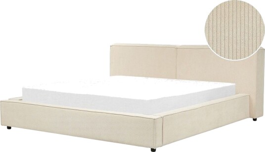 Seng med lamellbunn Linards Beige/Manchesterstoff 180x200 cm