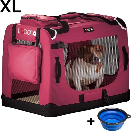 B2X Hundetransportør Xl Rød Sammenleggbar Med Nettingventilasjon B2X Hundetransportør Xl Rød Sammenleggbar Med Nettingventilasjon